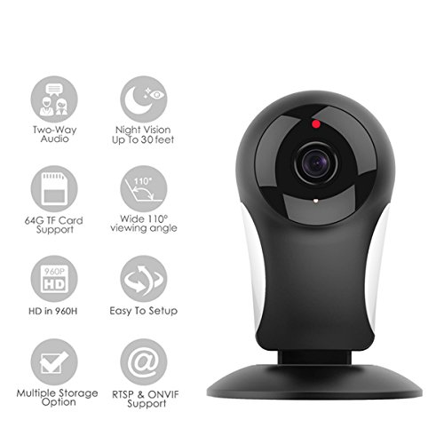 Home Security Camera System, M WAY HD 960P Wireless IP Camera Support 2.4GHz Wifi, Day/Night Vision, Indoor/Outdoor Cam for House, Baby, Pet Security BLACK - Thumbnail 3