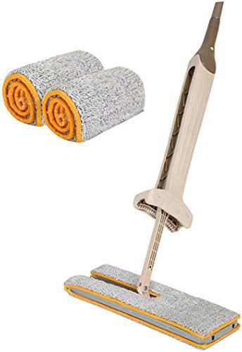 Yuxing Useful Dry Wet Double-Side Flat Mop Hands-Free Washable Home Cleaning Tool Easy Use Lightweight (1 PC Telescopic Mop &amp; 2 PCS Mop Cloth)
