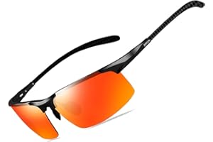 BIRCEN Mens Polarized Sunglasses UV-Protection: Carbon Fiber Sport Black Shades for Men Driving Fishing