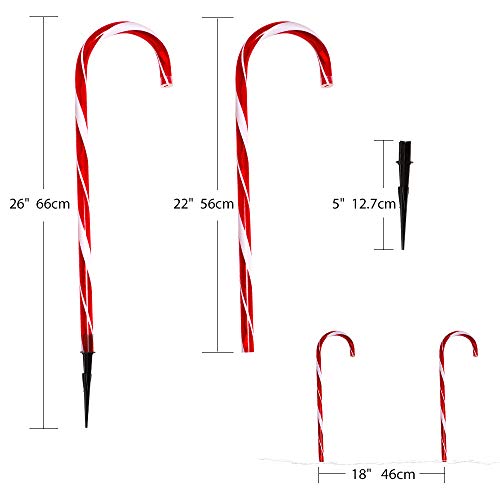 Ankuka 22" Cane Candy Lights - 6 Sets Outdoor Christmas Candy Cane Pathway Markers Pre-Lit with 5 Tungsten Bulbs Per Cane for Christmas Decorations