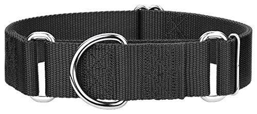 Country Brook Design 1 1/2 Inch Martingale Extra Large Heavyduty Black Nylon Dog Collars