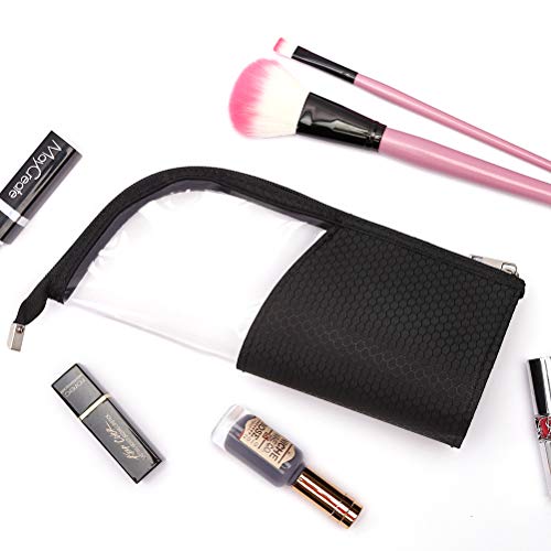 HaloVa Cosmetic Bag, Toiletry Bag, Makeup Brush Holder, Travel Brushes Cup Case, Artist Pencil Pen Case Dust-proof Storage Pouch, Black, Transparent