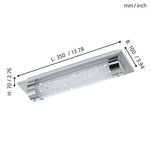 EGLO LED Deckenleuchte Tolorico, 1 flammige Wandlampe Bad, Badezimmer Lampe aus Edelstahl, Glas und Kristall in Chrom… – Bild 4