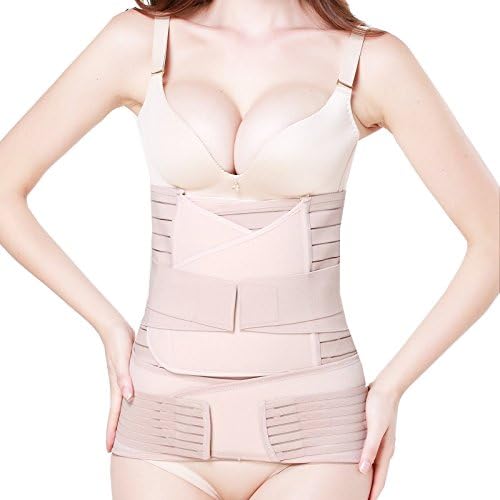 AM Tsing 3 in 1 Breathable Elastic Postpartum Support Recovery Belly/Waist/pelvis Belt Shaper for Women and Maternity (Tag size XL, Stripe type)