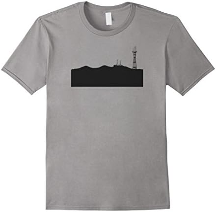 Mens Twin Peaks and Sutro Tower Silhouette T-Shirt (Black Design) Large Slate