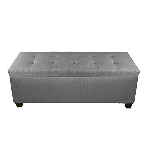 The Sole Secret Button Tufted Ottoman with Shoe Storage, Bedroom Bench with Shoe Storage Slots, 20"H x 54"L x 18"D, Dark Grey Upholstery - Thumbnail 7