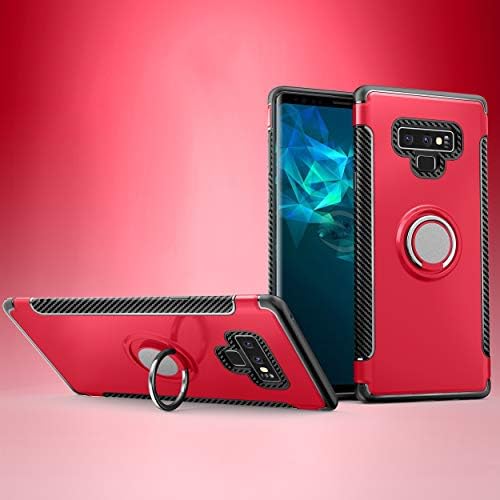 Samsung Galaxy Note 9 Case Ring Holder Kickstand Function, 360 Degree Rotating Ring Holder Grip Case Samsung Note 9 Ultra Slim Thin Hard Cover Samsung Note 9 (Red)