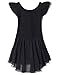 Dance Leotard with Skirt Flutter Sleeve by Mdnmd, Height 140 / Age 6-8Years, Black