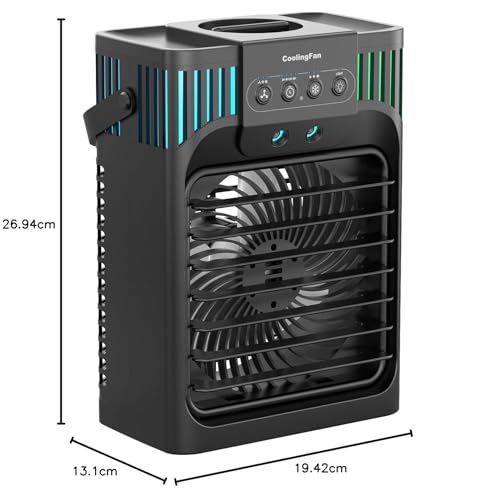 Portable Air Conditioners, 4-in-1 Evaporative Air Cooler with Remote Control, Cooling Fan with 3 Modes, 3 Speeds & 7 LED Lights, 2-8H Timer, 1200ML Personal Mini AC Unit for Home, Bedroom and Office