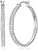 Amazon Collection Sterling Silver Cubic Zirconia Channel Set Hoop Earrings