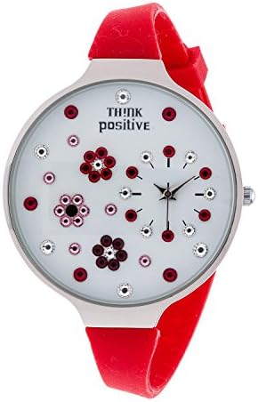 Ladies' Think Positive® Model SE W112 Flowers Large Steel Strap Silicone Color Red