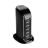D&Z USB Charger Fast 6-Port USB Desktop Charger for iPhone, iPad, Samsung S6 / S6 Edge, Nexus, HTC M9, Nokia, Motorola and More (Black)
