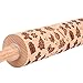 Embossed Wooden Rolling Pins Engraved Embossing Wood Roller Pin with Christmas Patterns for Baking Cookies