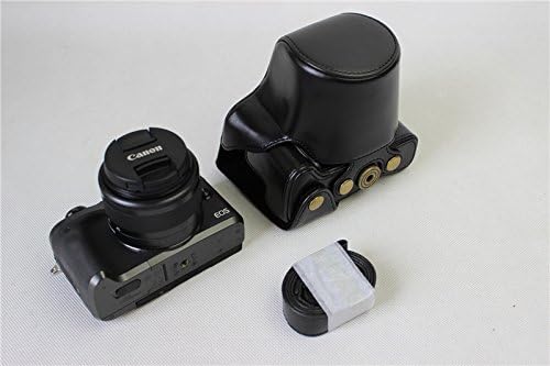 Canon EOS M6 Case, TechCare "Ever Ready" Protective Leather Camera Case Bag for Canon EOS M6 Digital Camera with 15-45mm Lens, leather case for Canon eos m6 (Black)