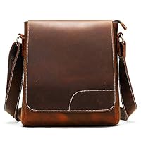 LIEOAGB Business Satchel Leather Messenger Bag for Men Small Vintage Shoulder Bag Crossbody Bag 11 inch IPAD Bag-Coffee-OneSize