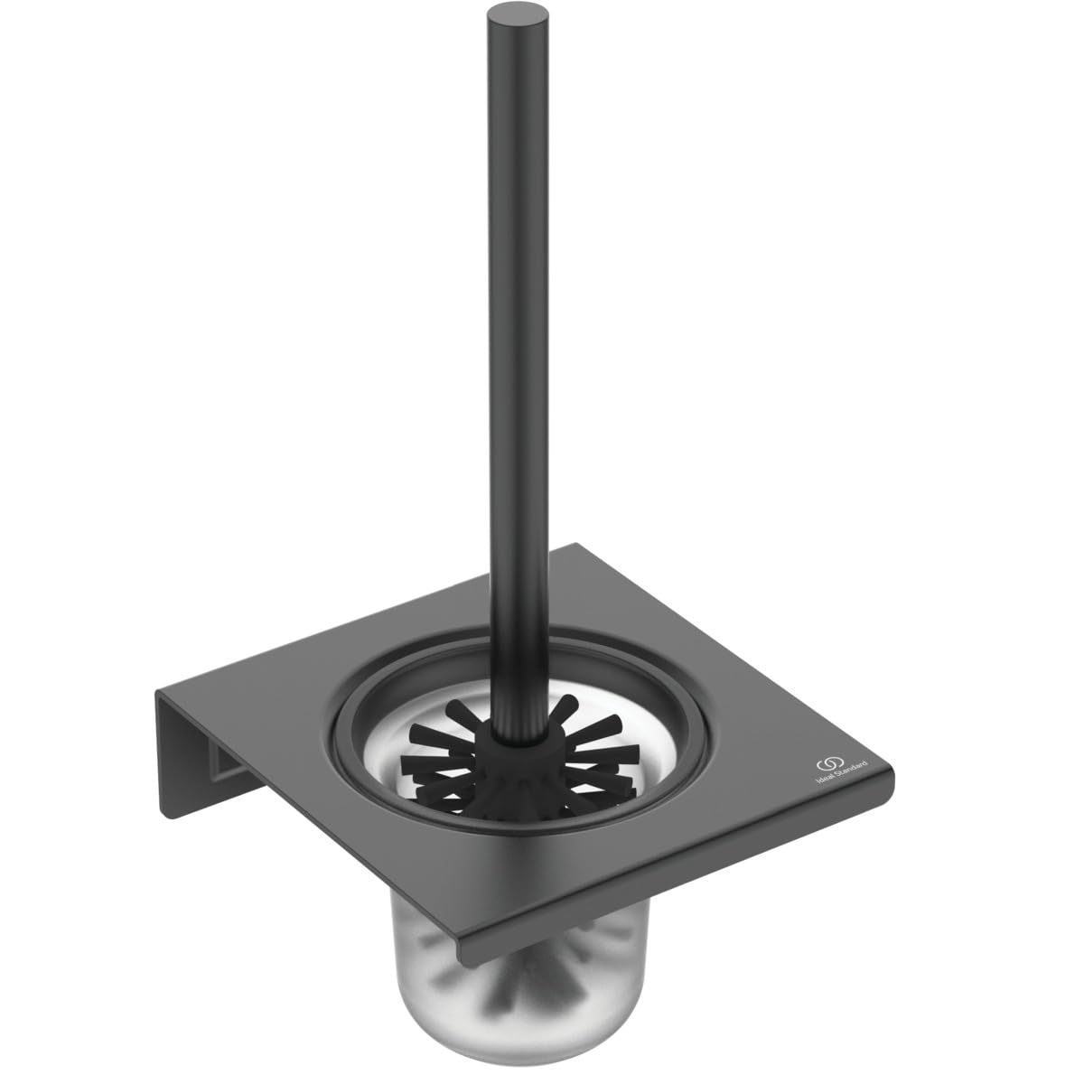 Ideal Standard Alu+ Toilet brush set, Made from 100% recycled aluminum, removable container for easier cleaning, concealed fastening – Matt Black (160x170x347 mm)