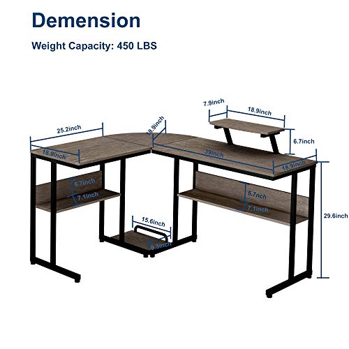 Ruitta Reversible Computer Corner Desk 58" L Shaped Desk, Corner Gaming