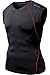 TSLA Men's V Neck Sleeveless Workout Shirts, Dry Fit Running Compression Cutoff Shirts, Athletic Training Tank Top, V Neck Shirts Black & Red, X-Large