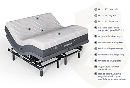 adjustable bed frame with pillow tilt