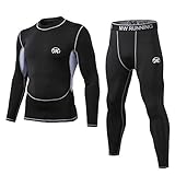 MeetHoo Men’s Thermal Underwear Set, Compression Base Layer Sports Long Johns Fleece Lined Winter Gear Running Skiing