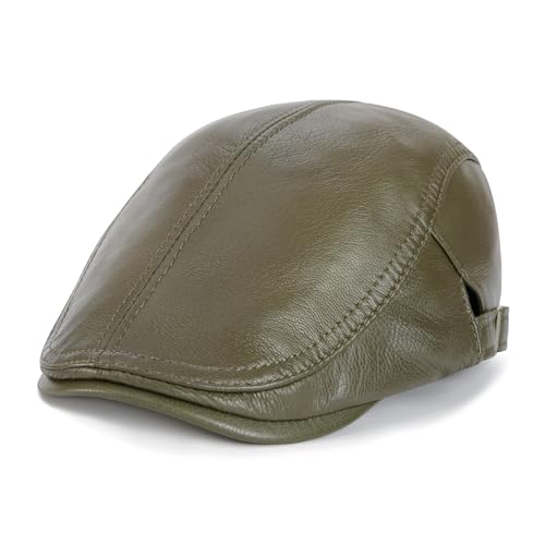 Men Women Adjustable Genuine Leather Ivy Cap Newsboy Hat Top  display picture 1
