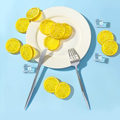 BigOtters Fake Lemon Slices, 24PCS Assorted Colors Artificial Fruits 2 Inches Fake Lemon Lime Orange Slices Faux Fruits Kitchen Decor Table Centerpiece Ornaments Themed Party Wedding Crafts Projects