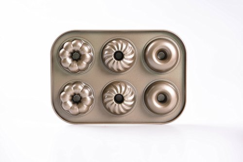 Bakerdream Donut Pan Makes 6 Donuts,3 Pattern and Non-Stick Donut Mold Safe Baking Tray Maker Pan for Cake Biscuit Bagels Donut Cake Mold