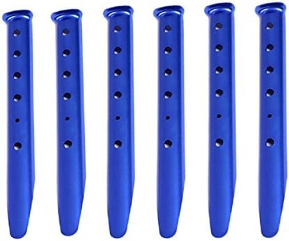 6 packs 10 Inch Sand Strong Big Aluminum Tent Stakes Pegs For Awning Special pegs Come With Carry Bag (10 inch Blue)