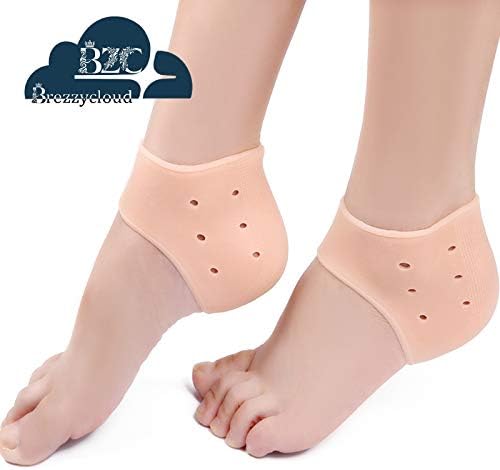 Brezzycloud Vented Moisturizing Silicone Gel Heel Socks for Heel Swelling, Pain Relief, Dry Hard Cracked Heel Repair Cream, Foot Care Ankle Support Pad for Unisex (Skin Color)