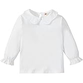 12M-6Y Baby Girls Long Sleeves Solid Color Doll Collar T-Shirt Blouse Toddler Kids Basic Pullover Bottom Tops