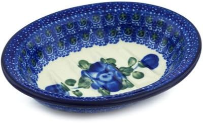 Polish Pottery Soap Dish 5-inch Blue Poppies