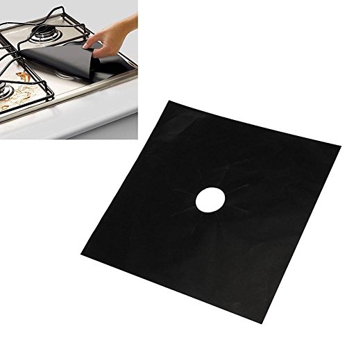 C-Pioneer 4pcs Reusable Aluminum Sheet Gas Range Stove Top Burner Protector Liner Cover - Thumbnail 3