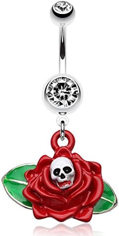 Vibrant Skull Rose Belly Ring
