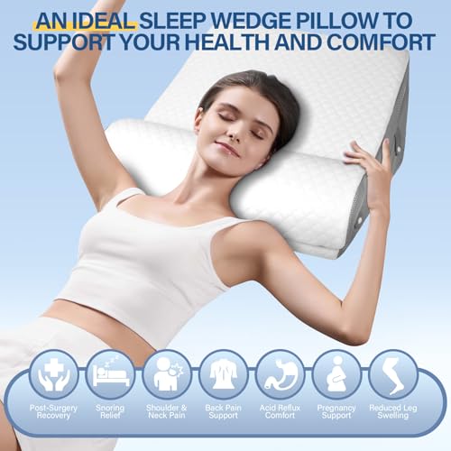 EzKamfort 3 in 1 Wedge Pillow, Bed Wedge Pillow, Adjustable Bed Wedge Pillow with Memory Foam, Wedge Seat Cushion with Washable Cover, Sleep Apnea, Reading, Relaxing | CuscCuneo Letto Regolabile, Cuscino a Cuneo Antireflusso, Per Seduta Con Fodera Lavabile, Per Apnea Del Sonno, Lettura