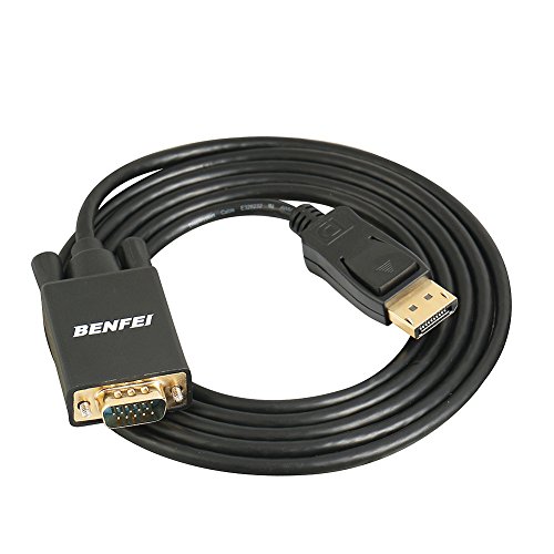 Benfei DP(DisplayPort) to VGA Cable, Display Port Male to VGA Male Gold-Plated Cord 6 feet for Lenovo, Dell, HP, ASUS and other brand