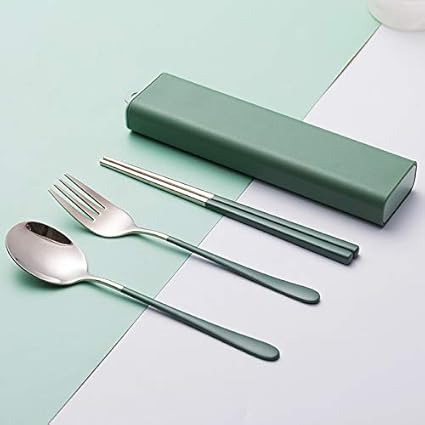 Amazon フォーク スプーン 箸 食器 3点セットカトラリーセット カトラリーセット ステンレスステンレス製 携帯 ランチセット 大人 学生 衛生 丈夫 用 お弁当 アウドドア 通勤 通学 多色選択可 A Yuxuanju カトラリーアソートセット