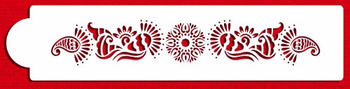 Designer Stencils C393 Mehndi Cake Tier 4 Cake Stencil, Beige/semi-transparent
