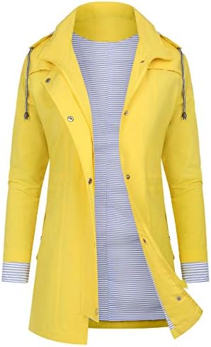 AUDIANO Rain Jackets Women Lightweight Raincoat Striped Lined Waterproof Windbreaker Active Outdoor Hooded Trench Coats