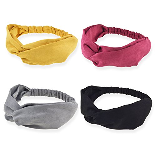 Dreshow 4 pack headbands vintage elastic printed head w…