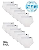 Andrew Scott Men's 12 Pack Big Man White Cotton Briefs (3XL, 12PK- BRIGHT WHITE)