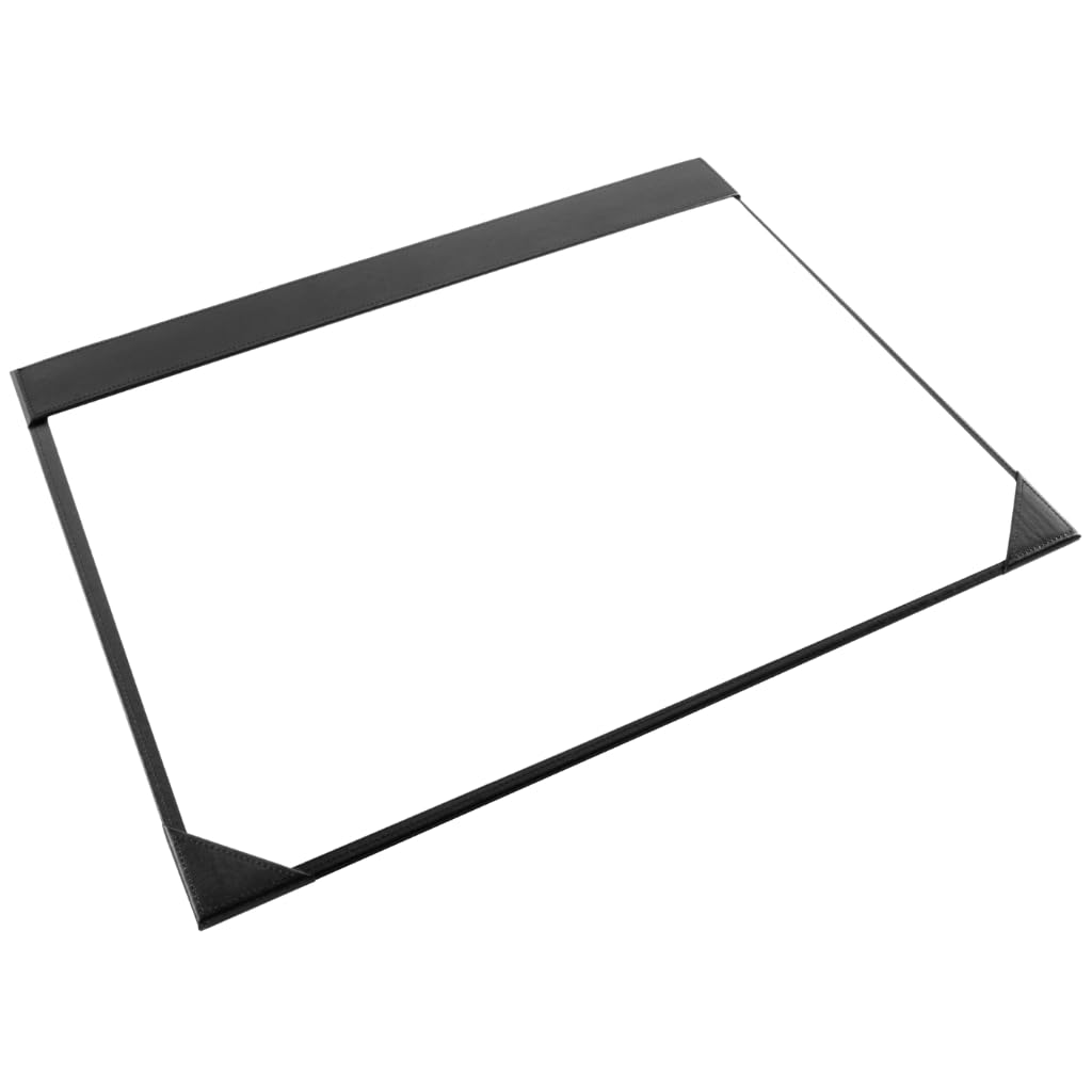OSCO Faux Leather A3 Desk Mat, Writing Pad & Desk Protector (44×31.3 cm) with 10 Sheets White Paper, Stain Resistant, Wipe-Clean Surface, Felt Underside for Office & Home Desks, Black