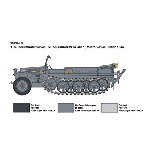 ITALERI 6561S - 1:35 Sd.Kfz.10 Demag D7 w/German Paratr. , Modellbau, Bausatz, Standmodellbau, Basteln, Hobby, Kleben, Plastikbausatz, detailgetreu – Bild 5