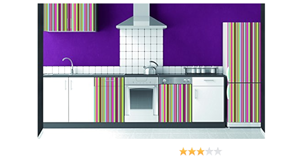 Plage Rayas Vinilo Adhesivo para la Cocina, Vinilo, Multicolor, 60x180 cm