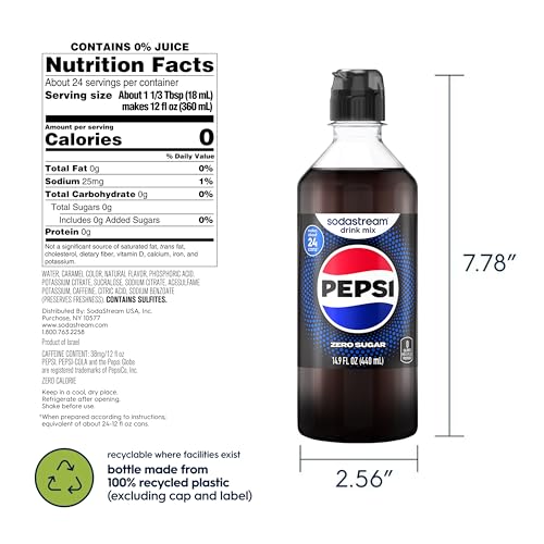 SODASTREAM® PEPSI® ZERO SUGAR NEW POUR BOTTLE BEVERAGE MIX 14.9 FL OZ (PACK OF 4)