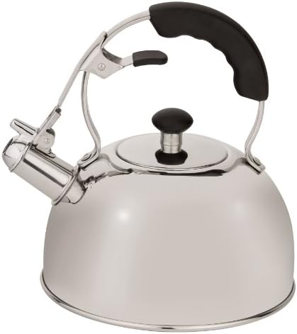 Paderno Stainless Steel Pinehurst Tea Kettle with a Silicone Handle, 3 Quart