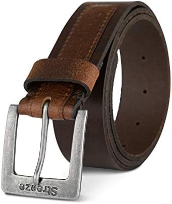 Streeze 36mm (1.5") Mens Full Grain Real Leather Belt in Black, Dark Brown and Tan Sizes Small-2XL