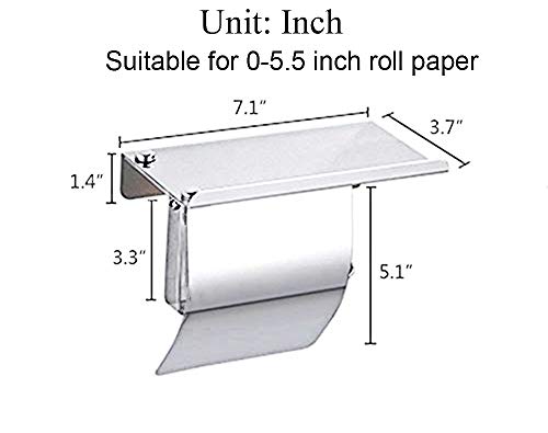Bearstar Toilet Paper Holder with Shelf Tissue Holder for Bathroom Toilet Paper Roll Holder with Cover SUS 304 Stainless Steel Wall Mounted - Thumbnail 4