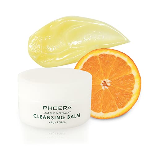 PHOERA Makeup Remover Cleansing Balm with Sweet Orange Essential Oil – Hydrating, Nourishing, Deep Cleansing & Gentle on Skin for All Skin Types – 45G