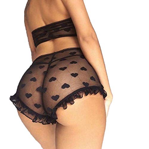 Frecoccialo-2-PC-Pigiama-Nero-Lingerie-da-Donna-in-Pizzo-Babydoll-Biancheria-Intima-di-Pizzo-Stampa-Cuore-Indumenti-da-Notte-Sexy-String-Set-Abito-da-Notte-Nuovo