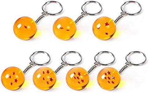 Kingru 2.7cm Crystal Acrylic Dragon Ball Z Stars Key-chain Pendant Collection Toy Gift Key Ring -1 Set(1-7 star)